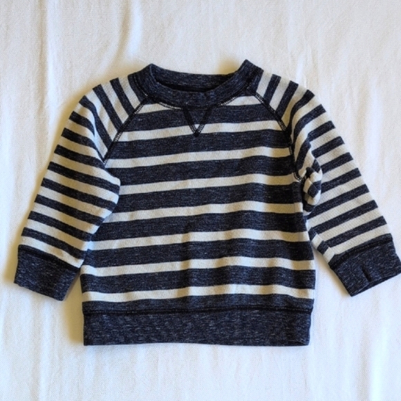 gymboree navy blue striped crewneck raglan sleeve sweatshirt 18-24 months baby - Picture 1 of 5